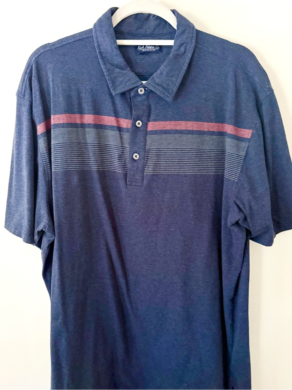 Fish Hippie Co Shellbine Stripe Polo Navy Size XXL